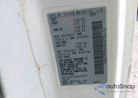 2013 Nissan Nv200 Sv из США, поврежденный, VIN 3N6CM0KN3DK693376